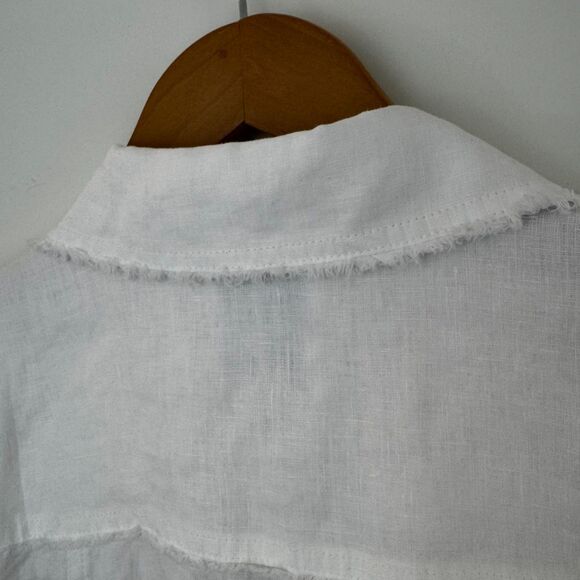 Tommy Bahama Two Palms Linen Jacket White Raw Edge Summer Coastal Timeless Small - Picture 11 of 16